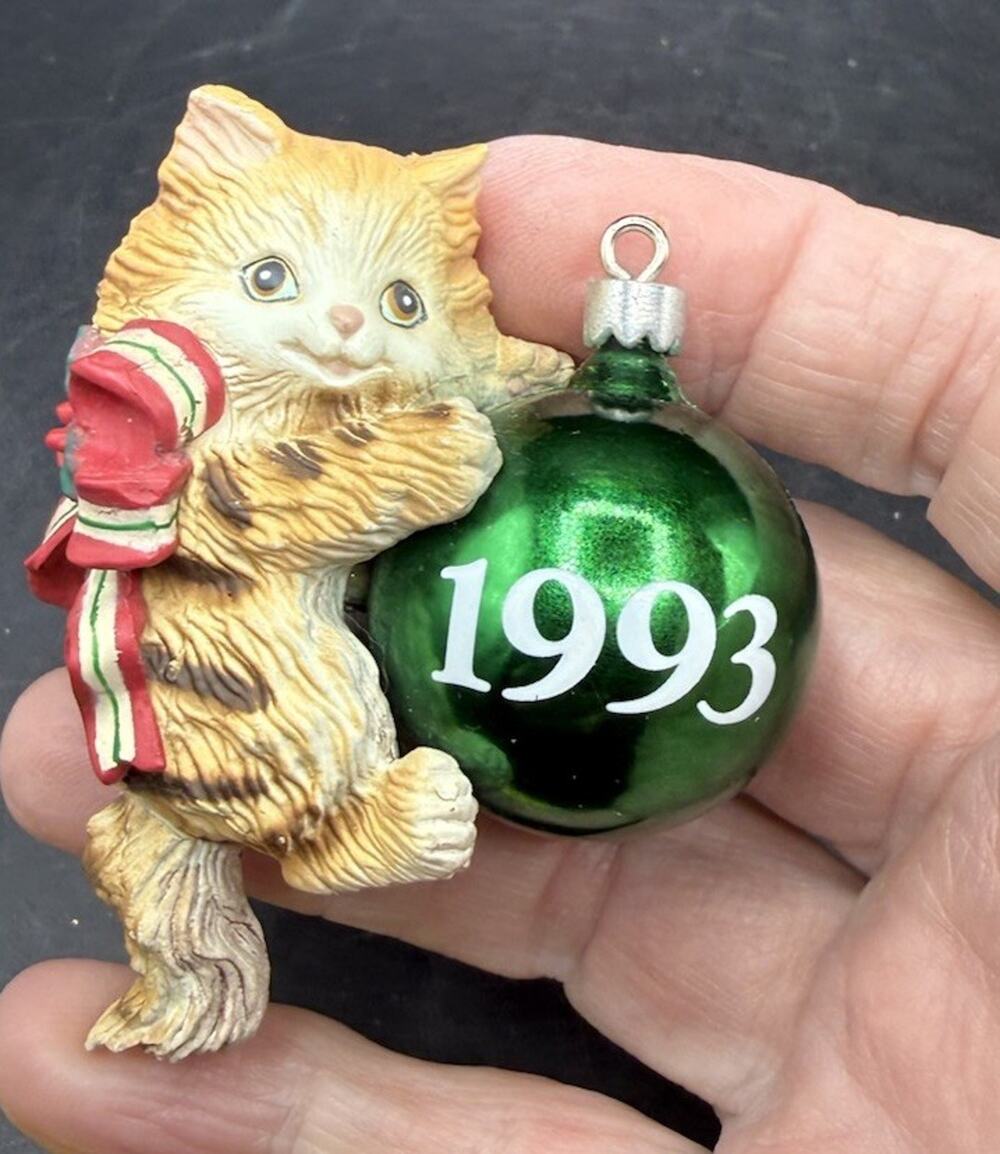1991 Gilmore Designs Tabby Cat 1993 Birthday Ornament Kitten Christmas LO31